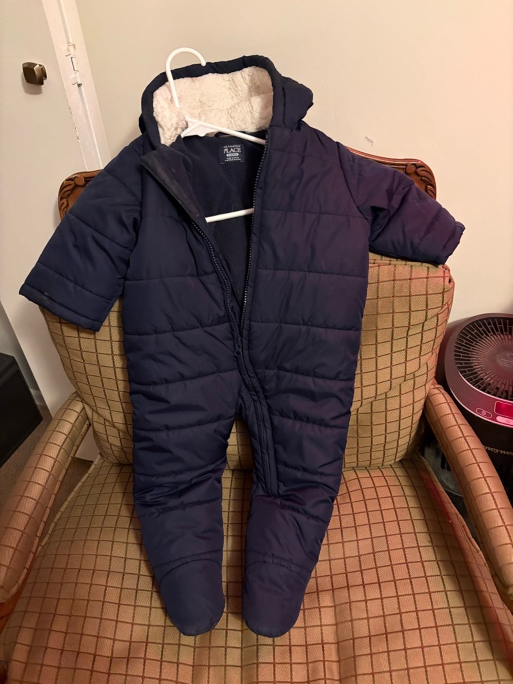 The Children's Place navy and cream sherpa-lined jacket
